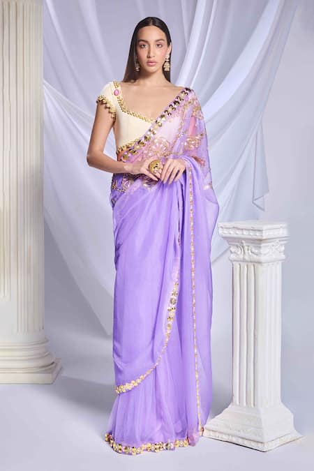 Papa Don't Preach Love Potion Cutdana Embroidered Saree With Blouse 