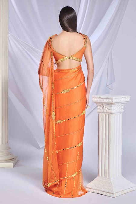 Papa Don't Preach Sundown Soiree Embroidered Pre-Draped Saree Set 