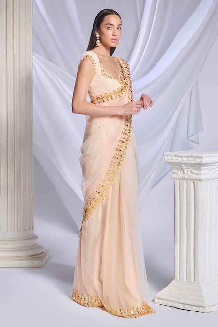Buy Papa Don't Preach Ivory Organza Crystals Sweetheart Jasmine Jubilee Embroidered Pre-draped Saree Online at Aza Fashions Buy_Papa Don't Preach_Ivory Organza Crystals Sweetheart Jasmine Jubilee Embroidered Pre-draped Saree _Online_at_Aza_Fashions