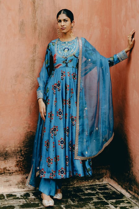 Drishti & Zahabia Kalamkari Print Anarakali Pant Set