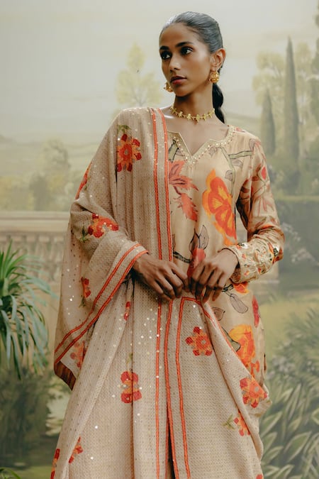 Drishti & Zahabia Kalamkari Print Kurta Palazzo Set 