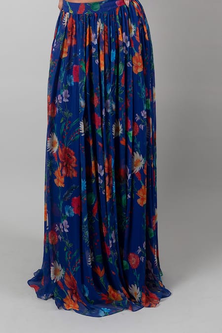 Buy Ewoke Blue Chiffon Sequins Midnight Carnation Embroidered Lehenga With Blouse Online at Aza Fashions Buy_Ewoke_Blue Chiffon Sequins Midnight Carnation Embroidered Lehenga With Blouse _Online_at_Aza_Fashions