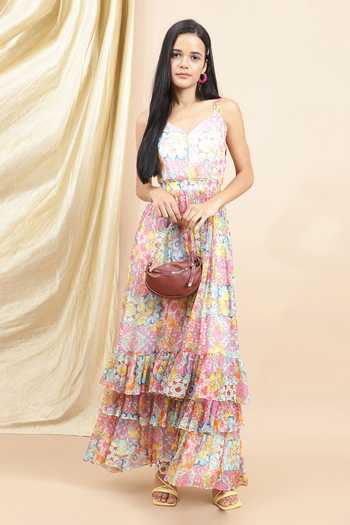 Shop_Ewoke_Multi Color Chiffon V-neck Lemon Burst Maxi Dress _Online_at_Aza_Fashions