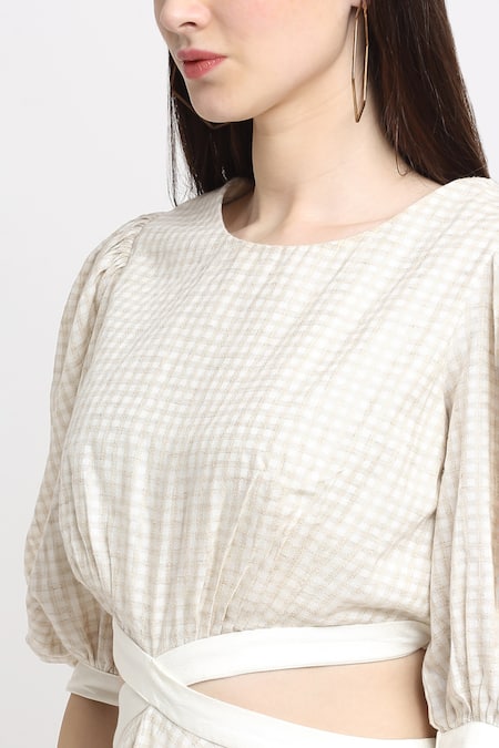 Shop_Ewoke_Ivory Tencel Round Neck Belinda Textured Pattern Dress _Online_at_Aza_Fashions