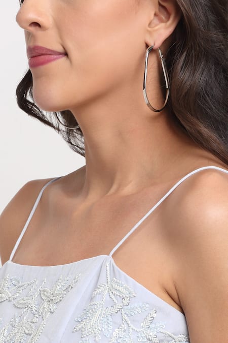 Buy_Ewoke_Blue Crepe Embroidery Square Neck Hand Ruffle Dress _Online_at_Aza_Fashions