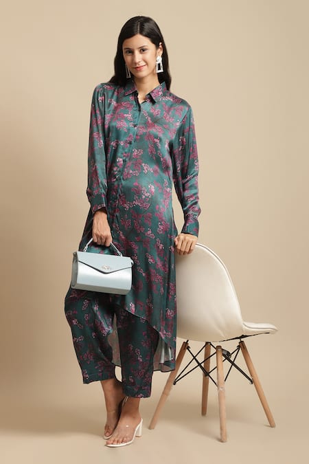 EWOKE Floral Print Shirt Kurta & Pant Set 