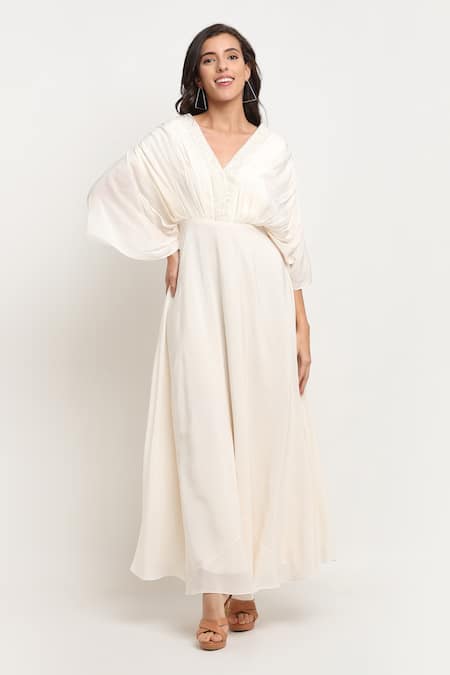 EWOKE Hand Embroidered Draped Gown 