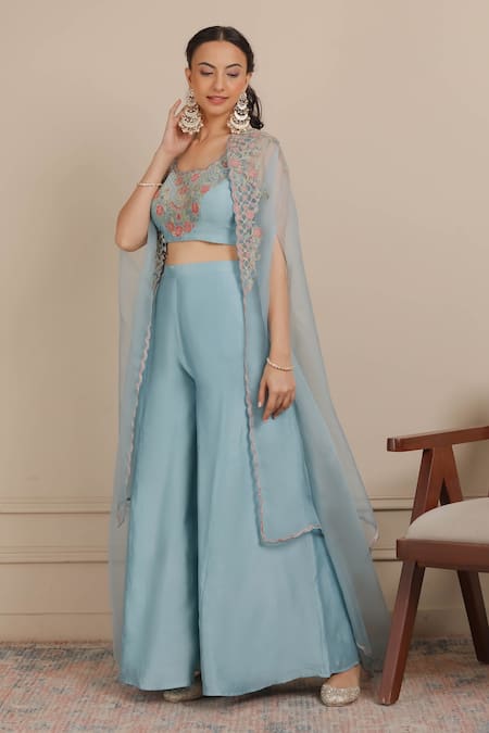 Nemaani Dori Embroidered Cape & Sharara Set 