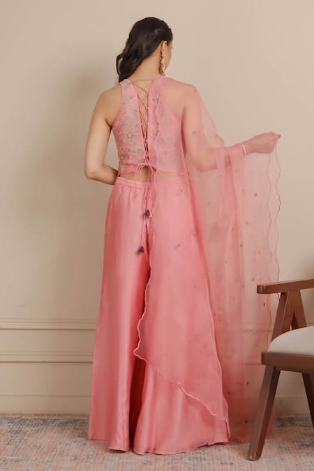 Nemaani Floral Embroidered Corset Sharara Set 