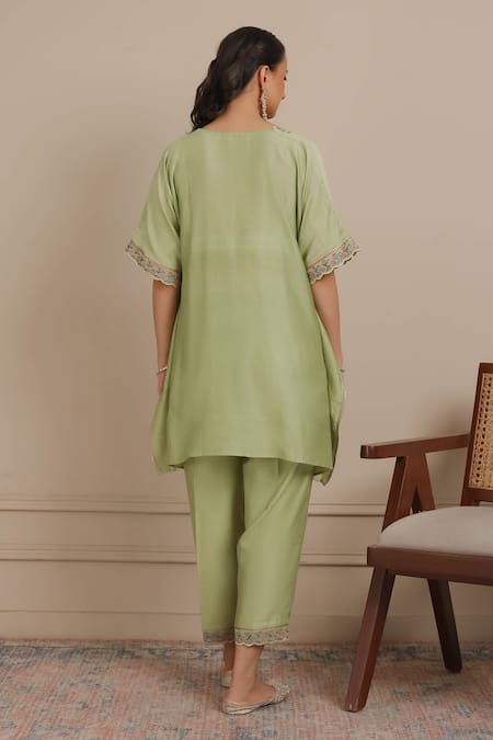 Nemaani Floral Embroidered Kaftan With Pant 