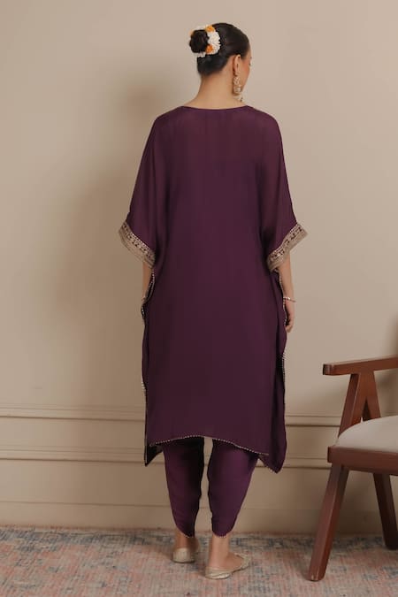 Nemaani Ethnic Motif Embroidered Kaftan With Dhoti Pant 