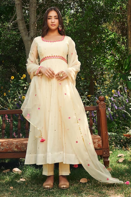 Almaari by Pooja Patel Mogra Mirror Embroidered Anarkali Set 