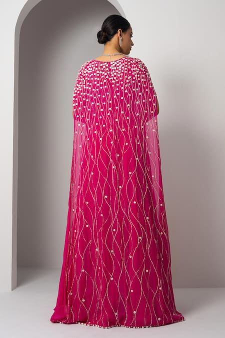 Charu And Vasundhara Volga Hand Embroidered Cape Skirt Set 