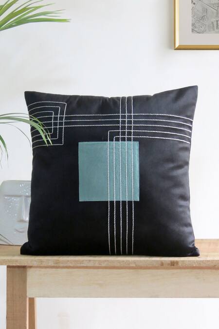 Buy Mid July Home Black Velvet Patchwork Abstract Work Set Of 2 Cushion Covers Online at Aza Fashions Buy_Mid July Home_Black Velvet Patchwork Abstract Work Set Of 2 Cushion Covers_Online_at_Aza_Fashions