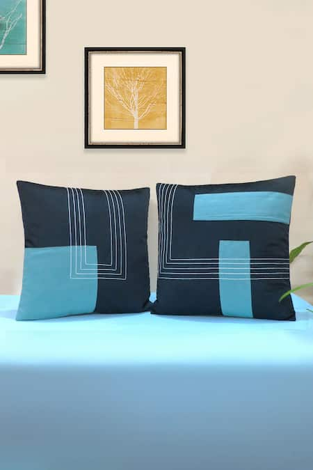 Mid July Home Abstract Embroidered Set Of 2 Cushion Covers 