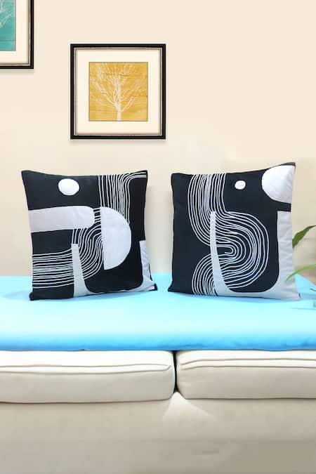 Mid July Home Mesmerizing Mystery Abstract Embroidered Set Of 2 Cushion Covers 