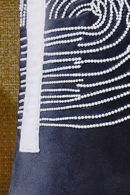 Mid July Home_Black Velvet Embroidery Abstract Hand Set Of 2 Cushion Covers_Online_at_Aza_Fashions