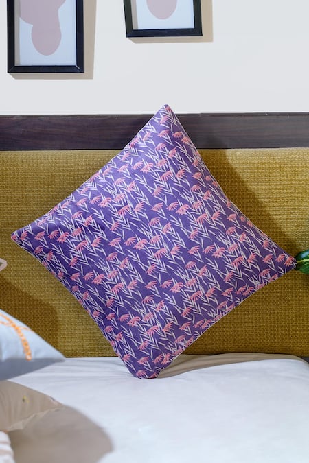 Shop Mid July Home Purple Velvet Print Moonlit Garden Set Of 2 Cushion Covers at Aza Fashions Shop_Mid July Home_Purple Velvet Print Moonlit Garden Set Of 2 Cushion Covers_at_Aza_Fashions