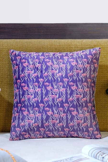 Mid July Home Purple Velvet Print Moonlit Garden Set Of 2 Cushion Covers Online at Aza Fashions Mid July Home_Purple Velvet Print Moonlit Garden Set Of 2 Cushion Covers_Online_at_Aza_Fashions