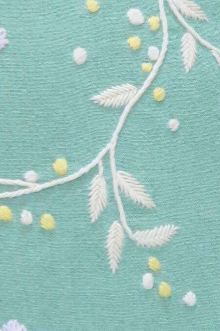 Buy Mid July Home Green Cotton Embroidery Blossom Set Of 2 Cushion Covers Online at Aza Fashions Buy_Mid July Home_Green Cotton Embroidery Blossom Set Of 2 Cushion Covers_Online_at_Aza_Fashions