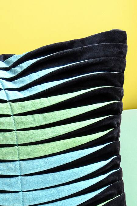 Buy Mid July Home Blue Velvet Textured Hand Crafted Set Of 2 Cushion Covers Online at Aza Fashions Buy_Mid July Home_Blue Velvet Textured Hand Crafted Set Of 2 Cushion Covers_Online_at_Aza_Fashions