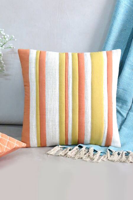 Mid July Home_Multi Color Cotton Textured Block Set Of 2 Cushion Covers_Online_at_Aza_Fashions