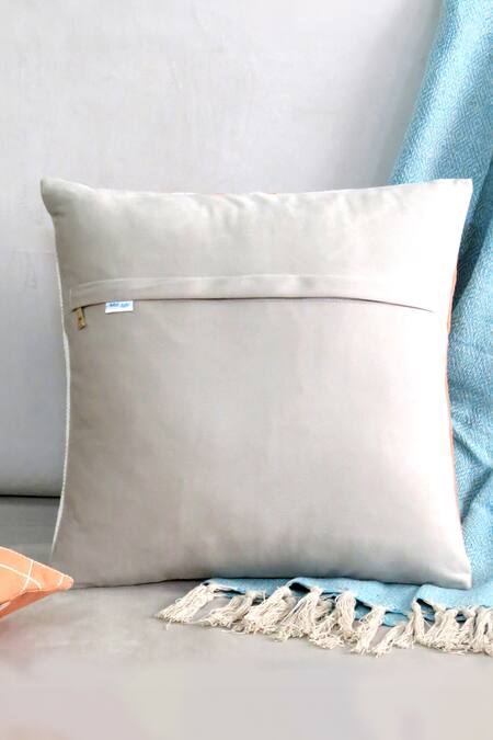 Shop Mid July Home Off White Velvet Textured Whisper Luxury Set 2 Cushion Covers at Aza Fashions Shop_Mid July Home_Off White Velvet Textured Whisper Luxury Set 2 Cushion Covers_at_Aza_Fashions
