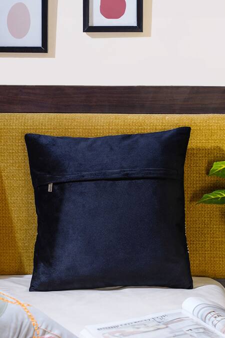 Shop Mid July Home Blue Velvet Print, Embroidery Camel Set Of 2 Cushion Covers at Aza Fashions Shop_Mid July Home_Blue Velvet Print, Embroidery Camel Set Of 2 Cushion Covers_at_Aza_Fashions