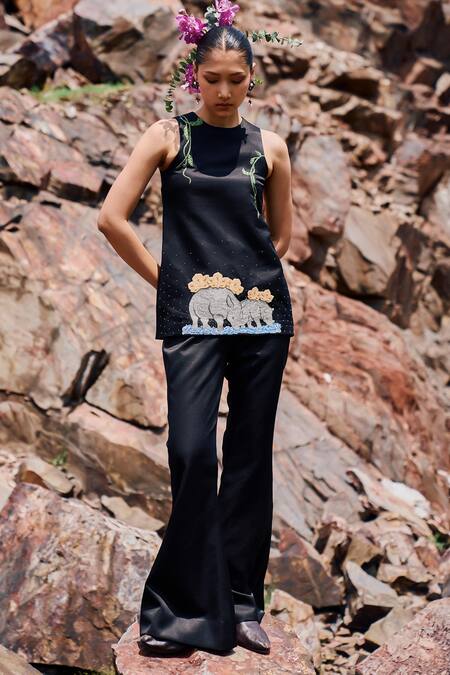 Buy The Whole Nine Yards Black Silk Cut Work, Embroidery Round Neck Drsya Kurta And Ziva Pant Set Online at Aza Fashions Buy_The Whole Nine Yards_Black Silk Cut Work, Embroidery Round Neck Drsya Kurta And Ziva Pant Set _Online_at_Aza_Fashions