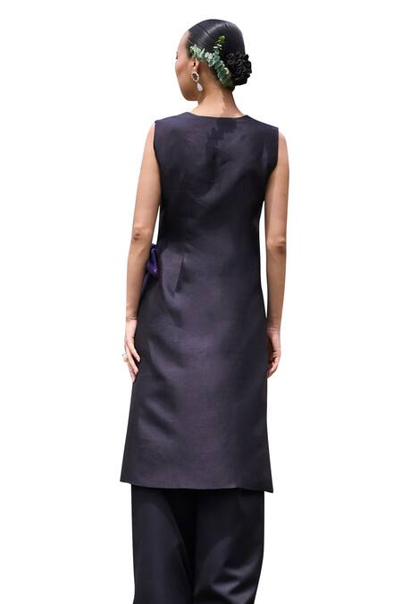 The Whole Nine Yards Black Chanderi Moira Peacock Placement Embroidered Angarkha And Vibha Pant Set at Aza Fashions The Whole Nine Yards_Black Chanderi Moira Peacock Placement Embroidered Angarkha And Vibha Pant Set _at_Aza_Fashions