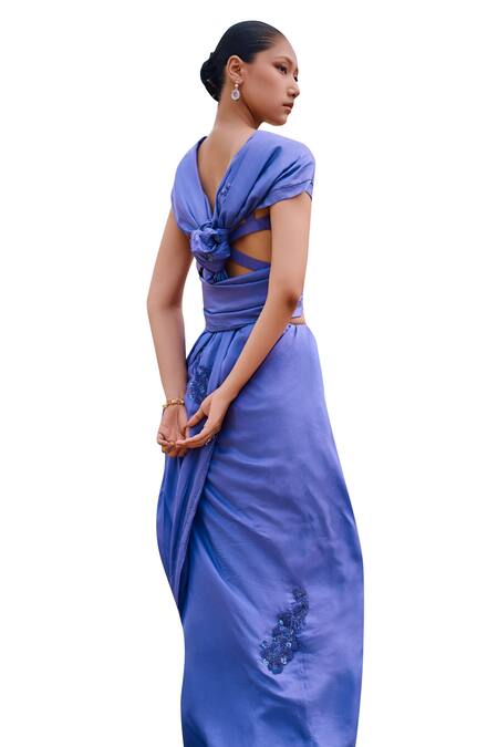 Buy The Whole Nine Yards Purple Silk Sequins, Embroidery Maruka Peacock Placement Saree With Blouse Online at Aza Fashions Buy_The Whole Nine Yards_Purple Silk Sequins, Embroidery Maruka Peacock Placement Saree With Blouse _Online_at_Aza_Fashions