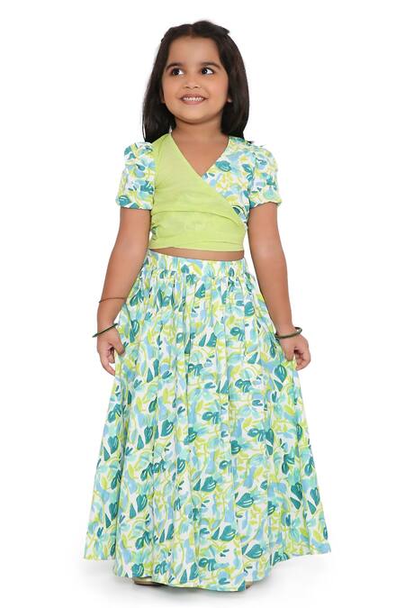 Miko Lolo Green Organic Cotton Block Print Gul Lehenga Set