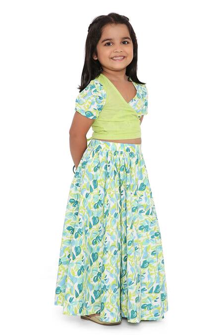 Buy_Miko Lolo_Green Organic Cotton Block Print Gul Lehenga Set_Online_at_Aza_Fashions