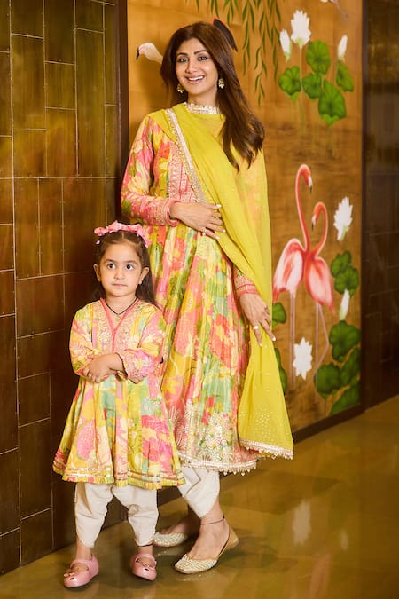 Gopi Vaid Multi Color Chiffon, Cotton Floral Bloom Print Anarkali Dhoti Pant Set Online at Aza Fashions Gopi Vaid_Multi Color Chiffon, Cotton Floral Bloom Print Anarkali Dhoti Pant Set _Online_at_Aza_Fashions