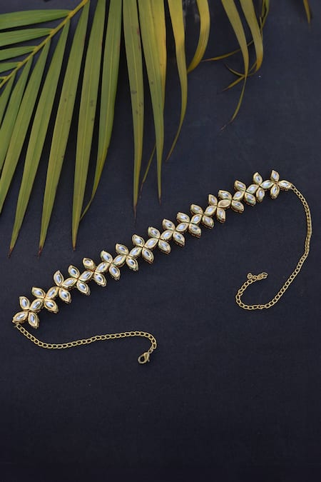 Shop Paisley Pop Gold Crystals Kundan Embellished Head Band at Aza Fashions Shop_Paisley Pop_Gold Crystals Kundan Embellished Head Band _at_Aza_Fashions