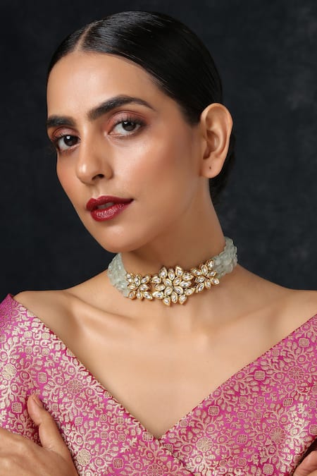 Paisley Pop Floral Kundan Embellished Beaded Choker 