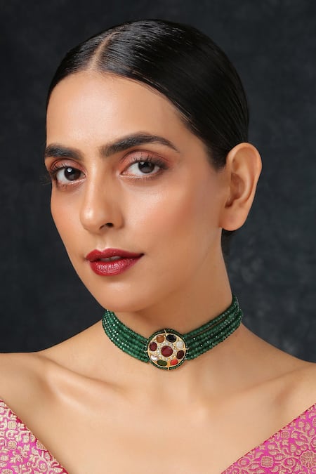 Paisley Pop Navratan Stone Embellished Choker 