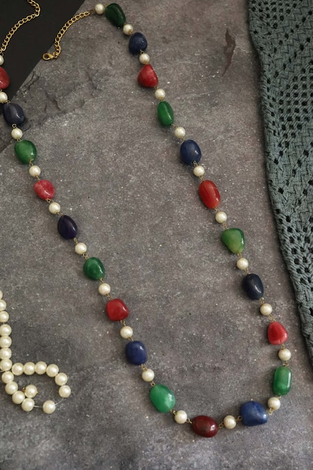 Paisley Pop_Multi Color Stone Embellished Necklace _Online_at_Aza_Fashions