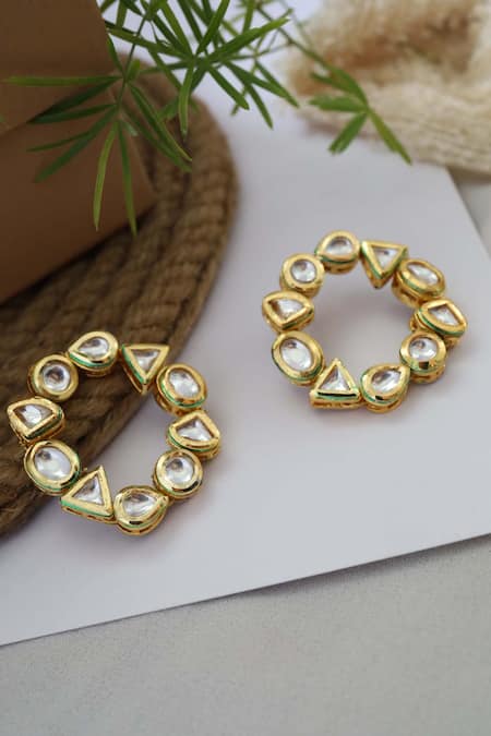 Paisley Pop Kundan Embellished Studs 