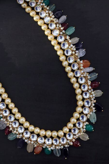 Paisley Pop Multi Color Kundan And Bead Embellished Necklace Online at Aza Fashions Paisley Pop_Multi Color Kundan And Bead Embellished Necklace _Online_at_Aza_Fashions