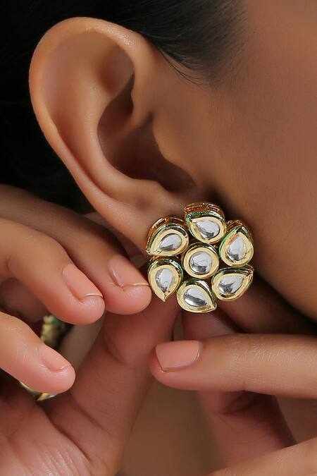 Paisley Pop Gold Plated Diamonds, Stones Kundan Embellished Layered Necklace Set Online at Aza Fashions Paisley Pop_Gold Plated Diamonds, Stones Kundan Embellished Layered Necklace Set _Online_at_Aza_Fashions