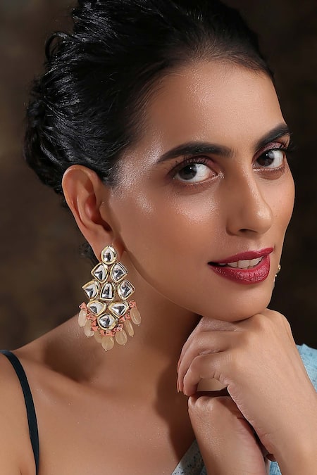 Paisley Pop Kundan & Tumble Stone Embellished Earrings 