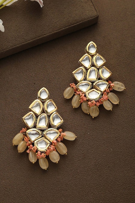 Paisley Pop Kundan & Tumble Stone Embellished Earrings 