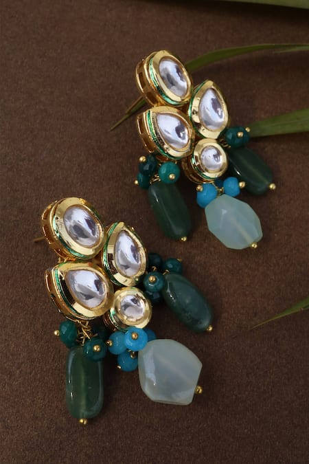 Paisley Pop Kundan Embellished Stone Drop Earrings 