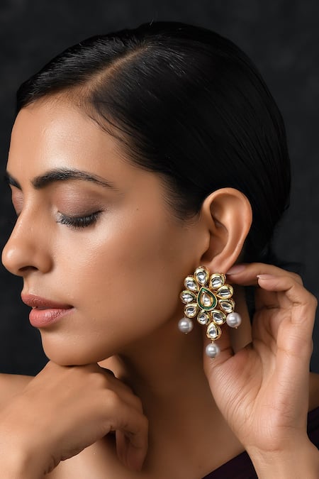 Paisley Pop Floral Kundan Encrusted Earrings 