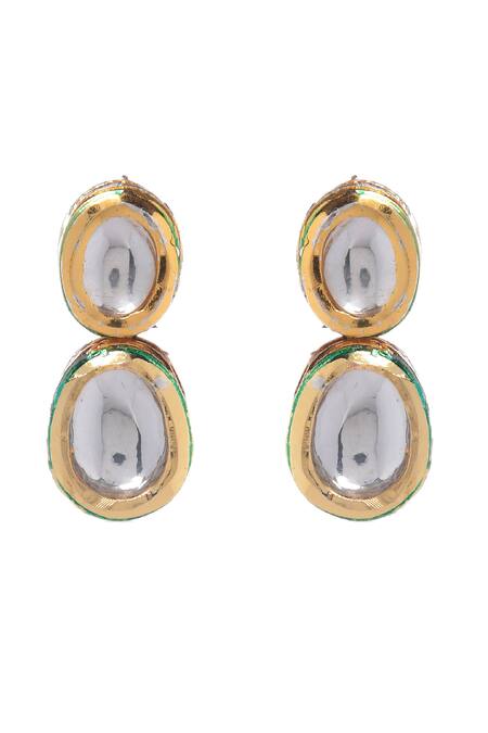 Paisley Pop Gold Plated Gota Patti, Stones Kundan Encrusted Earrings Online at Aza Fashions Paisley Pop_Gold Plated Gota Patti, Stones Kundan Encrusted Earrings _Online_at_Aza_Fashions