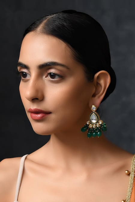 Paisley Pop Kundan & Bead Embellished Earrings 