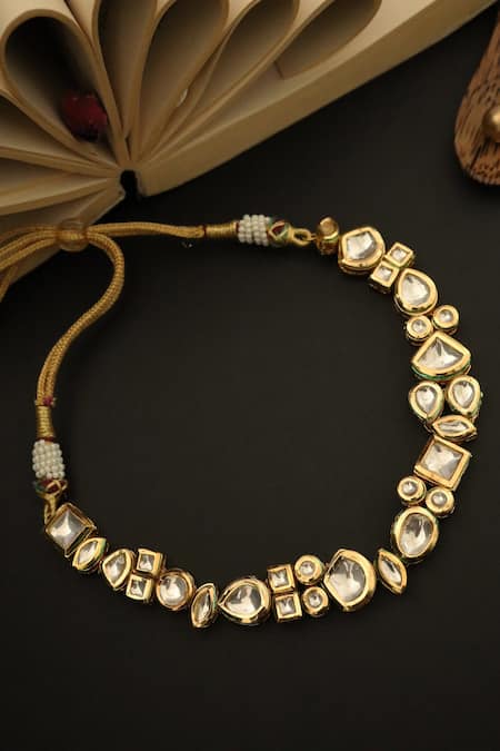 Shop Paisley Pop Gold Plated Kundan Embellished Choker at Aza Fashions Shop_Paisley Pop_Gold Plated Kundan Embellished Choker _at_Aza_Fashions