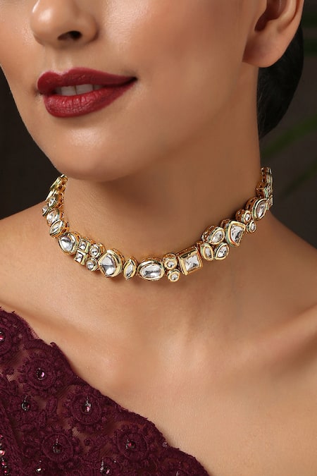 Buy Paisley Pop Gold Plated Kundan Embellished Choker Online at Aza Fashions Buy_Paisley Pop_Gold Plated Kundan Embellished Choker _Online_at_Aza_Fashions