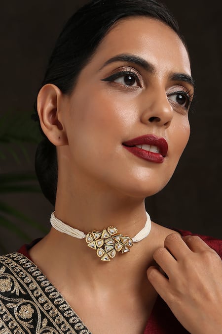 Paisley Pop Kundan Embellished Pendant Choker 